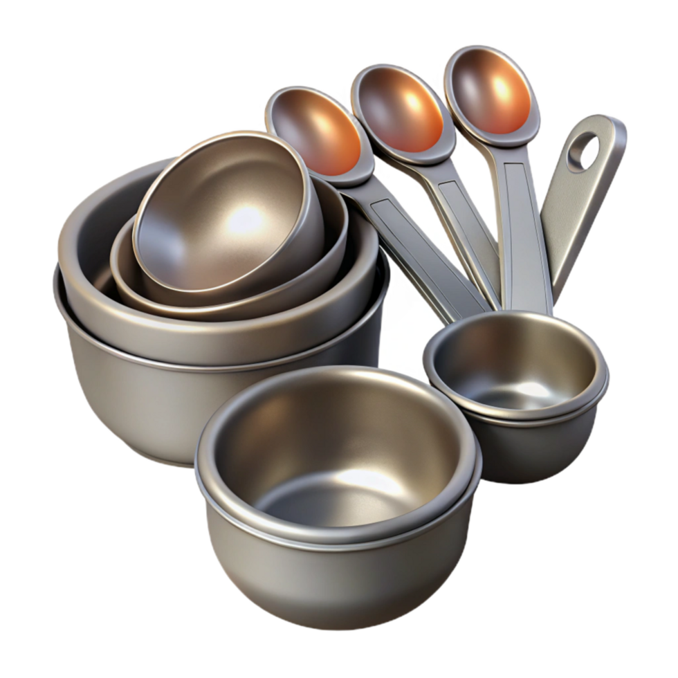 vibrant minimalist Measuring Cups and Spoons Set Isolated Cutout detailed png