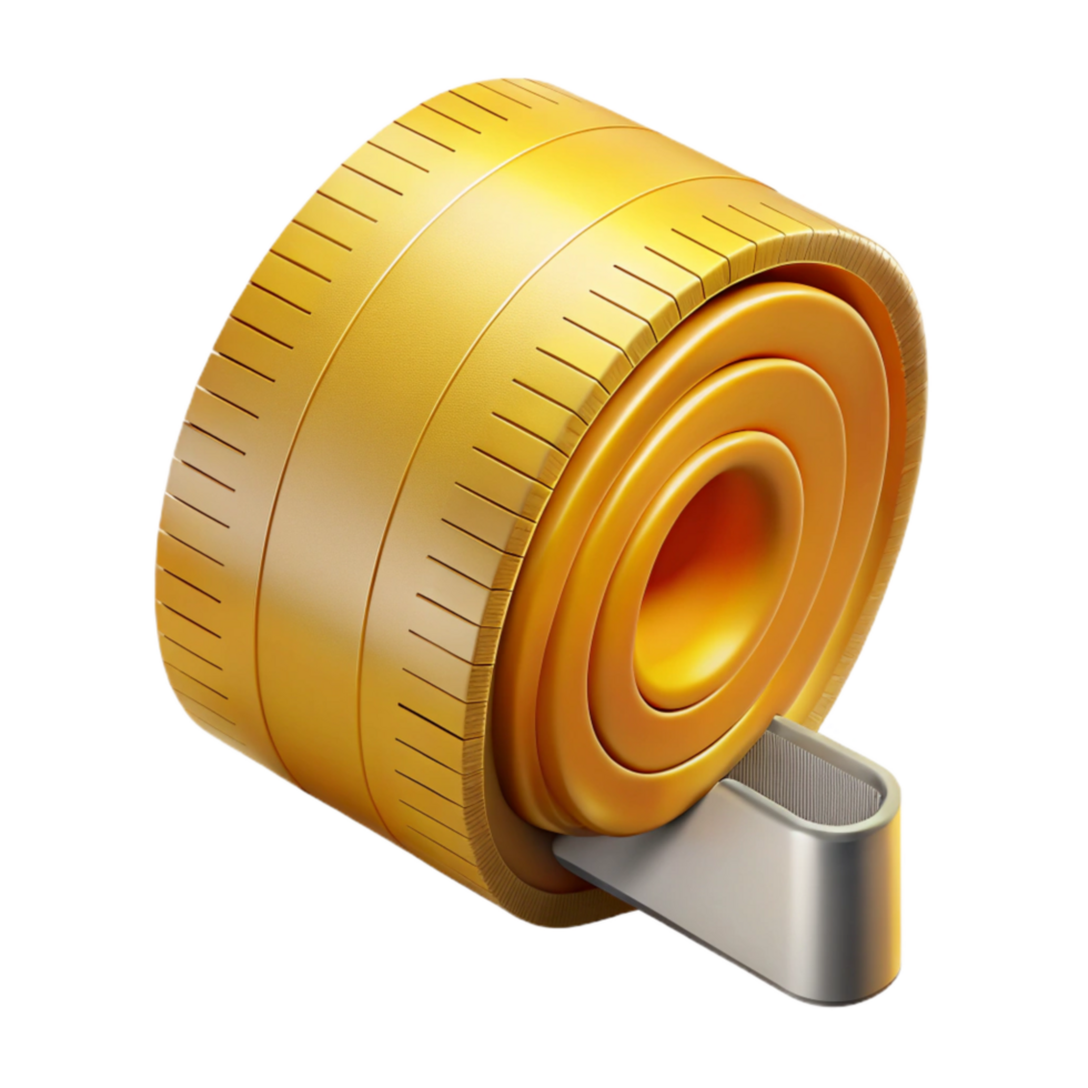 serene minimalist Measuring Tape Rolled Up Compact View Isolated detailed png