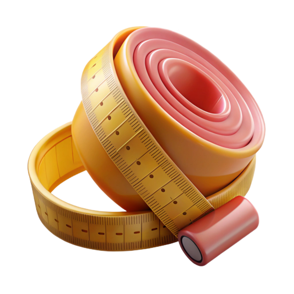 beautiful minimalist Measuring Tape Wrapped Around Waist Transparent Element 4K png
