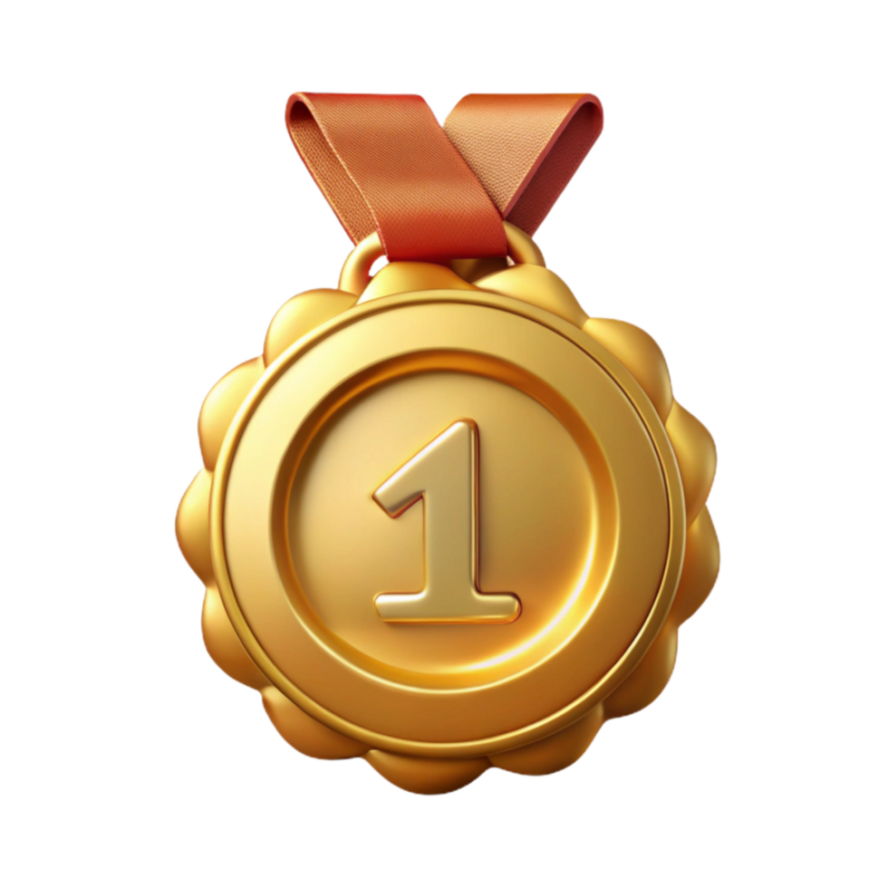 beautiful rustic Medal Gold First Place Isolated Element premium png