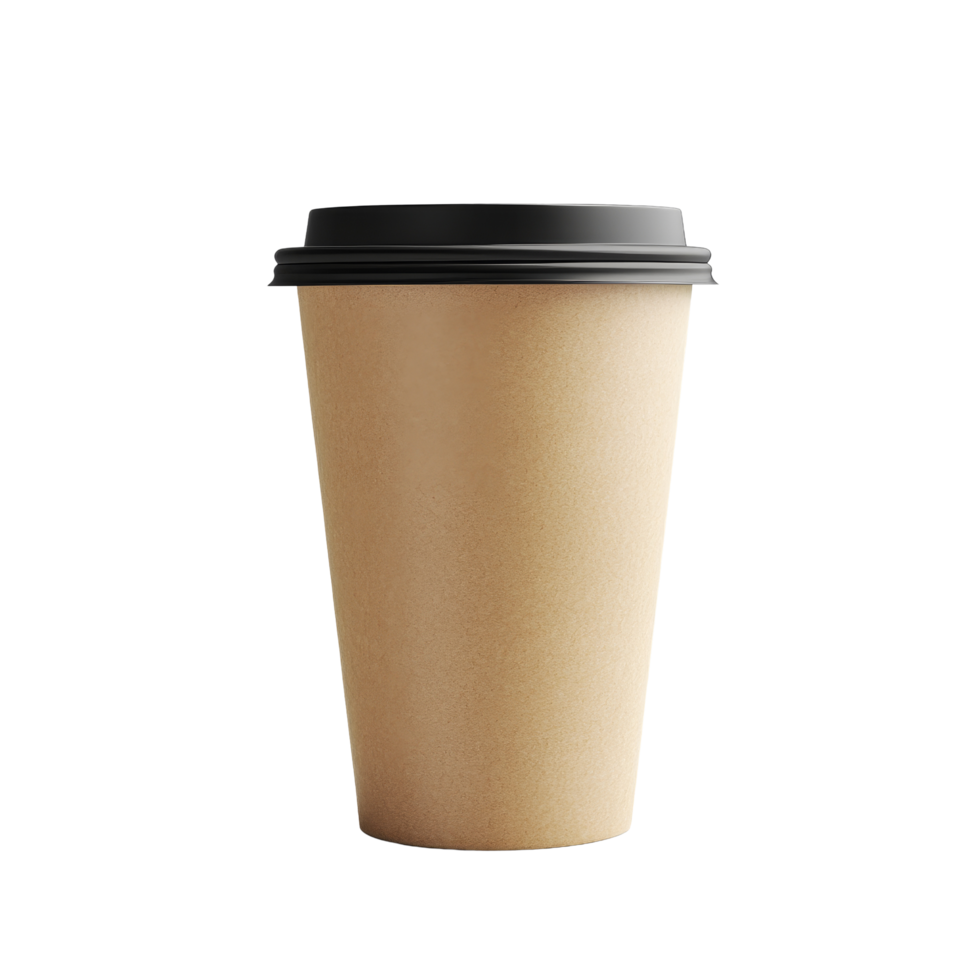 Brown cardboard coffee cup mockup template showcasing a simple and elegant design for branding purposes, brown paper cardboard coffee cup mockup templates 3d render isolated on transparent background png