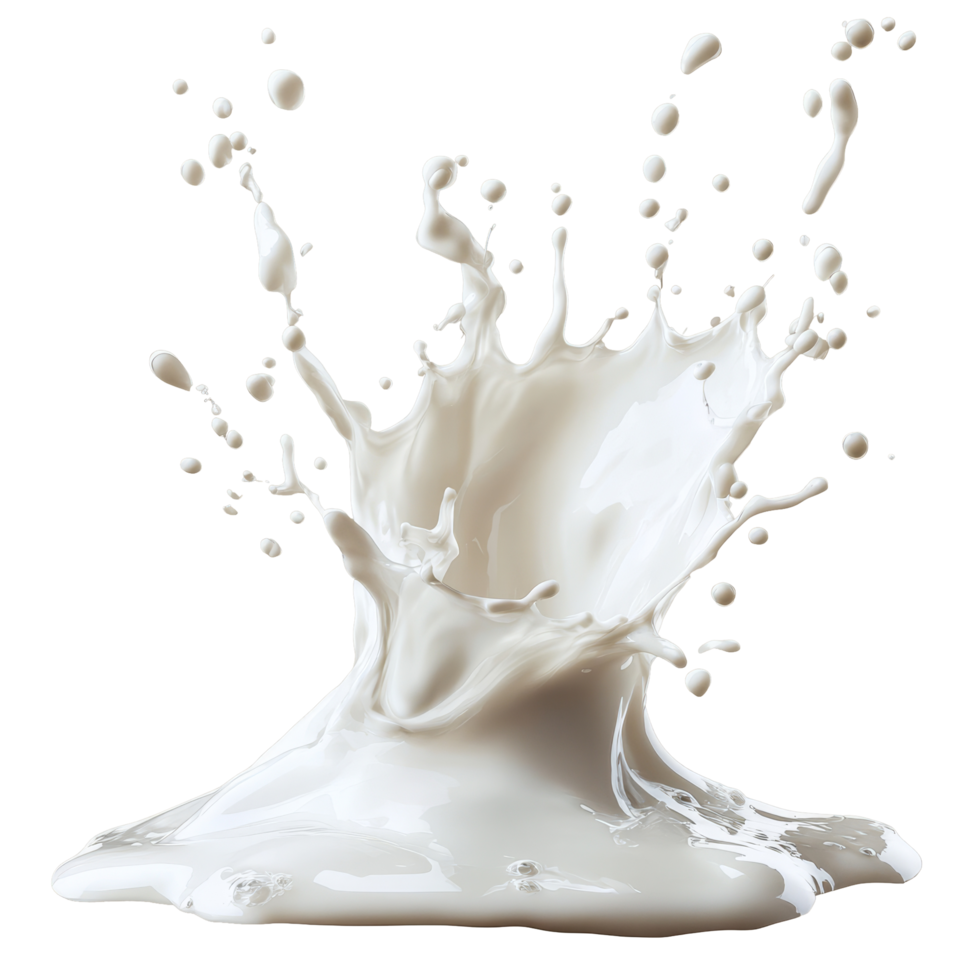 A dramatic milk splash captured against a neutral background showcasing fluid movement and texture, Milk splash isolated png