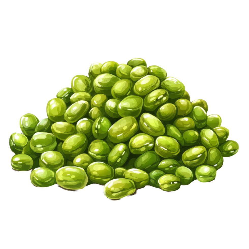 A pile of fresh, green mung beans isolated on a plain background showcasing their vibrant color and smooth texture, Pile of mung beans isolated Stock Illustration png