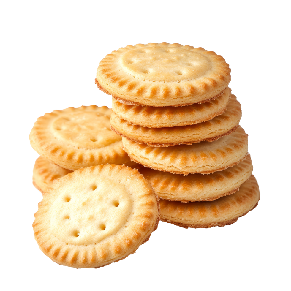 Delicious butter biscuits stacked on a transparent background, perfect for snacking and desserts any time of the day, butter biscuits on transparent background png