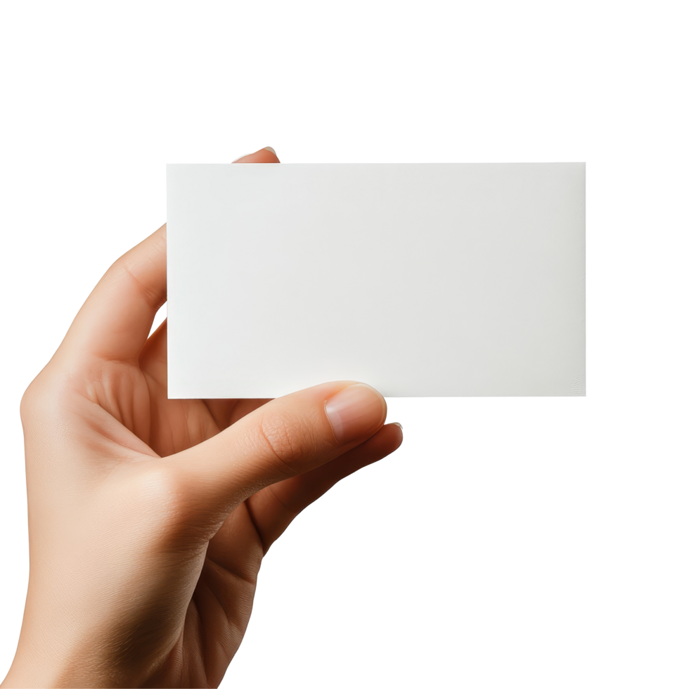 A hand holding a blank card against a transparent background for versatile use in marketing or personal messages, Hand Holding Blank Card transparent background png