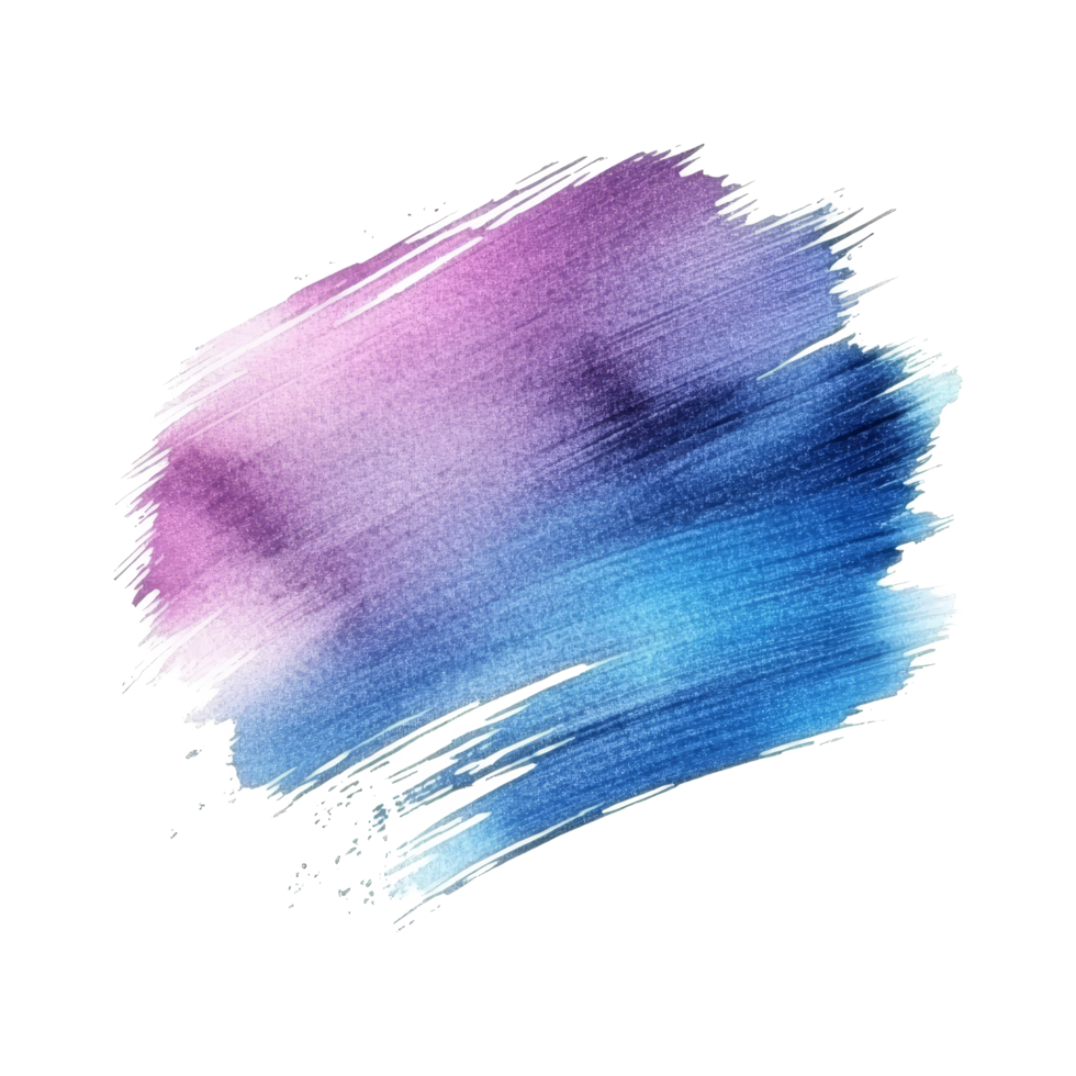 Blue and purple watercolor brush stroke on a soft transparent background, blue and purple brush stroke isolated on transparent background png