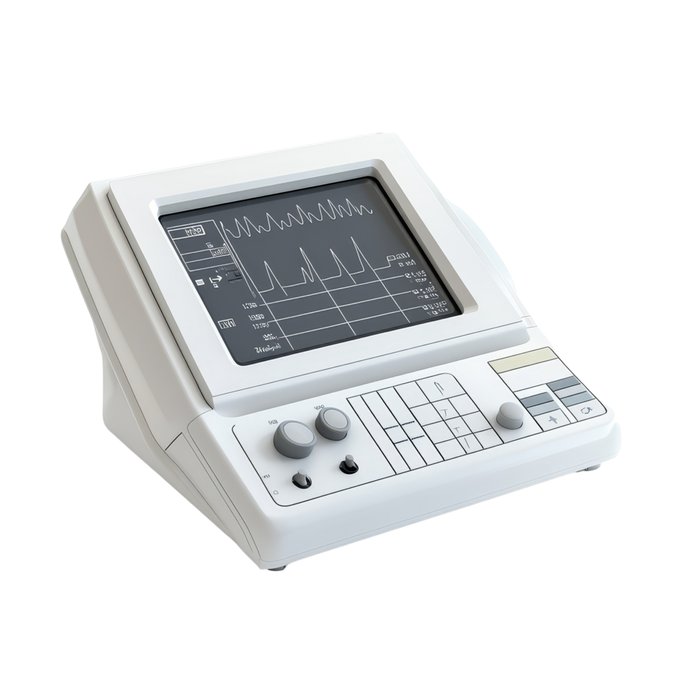 Portable cardiograph device on a clean transparent background for medical use and monitoring heart activity, Cardiograph device isolated on transparent background png