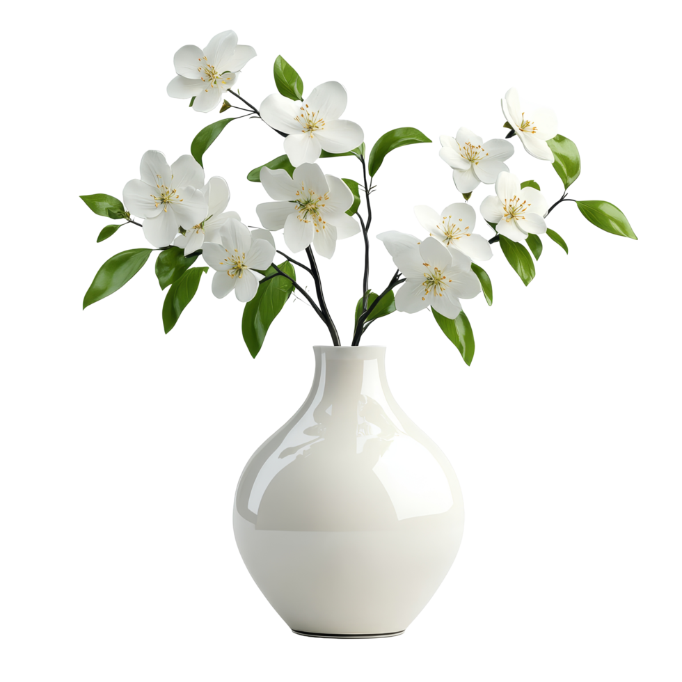 Elegant transparent flowers arranged in a minimalist vase, perfect for home decor or floral displays, vase with beautiful transparent flowers, file of isolated object with shadow on transparent png