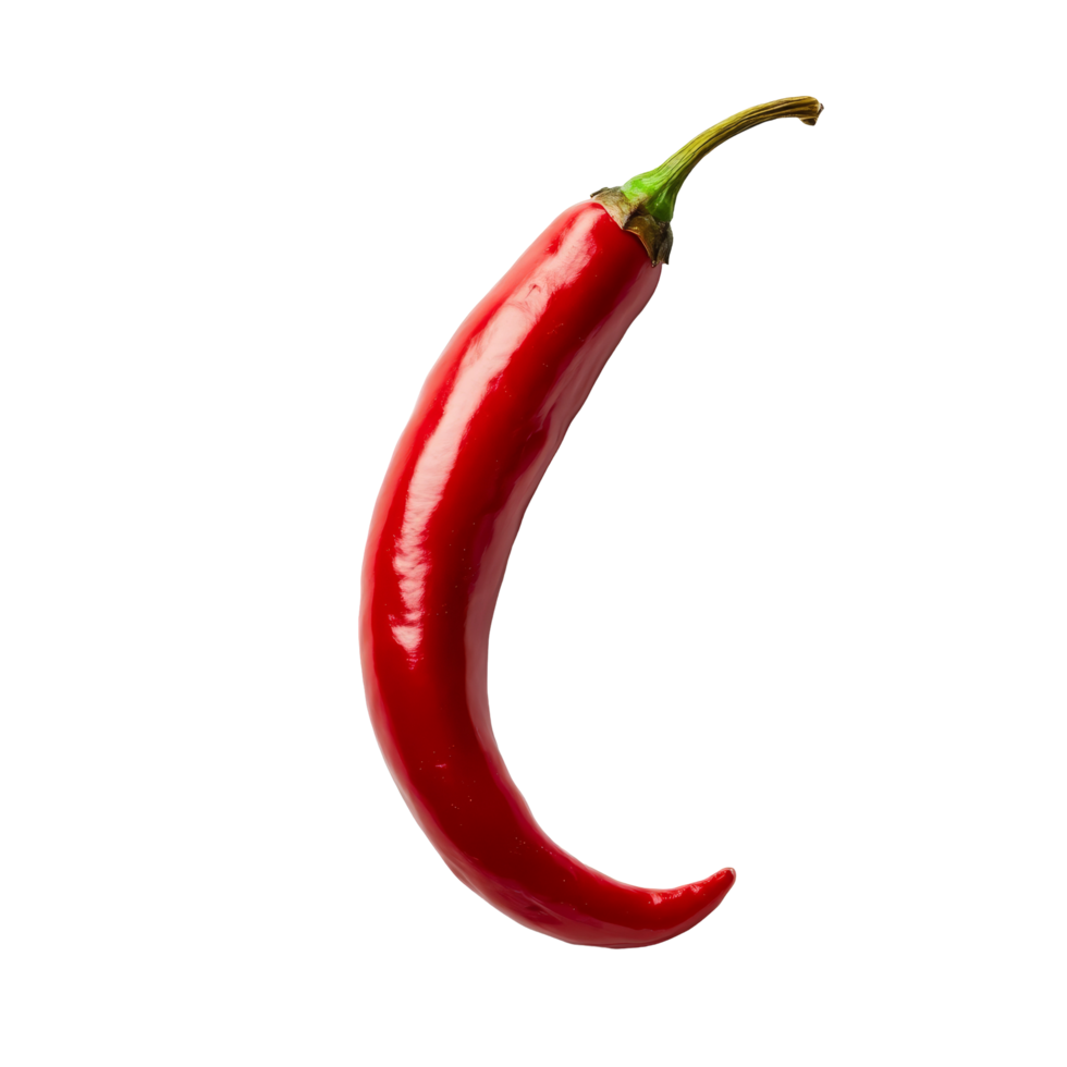 Bright red chili pepper on a clean transparent background showcasing its vibrant color and unique shape, red chili on transparent background png