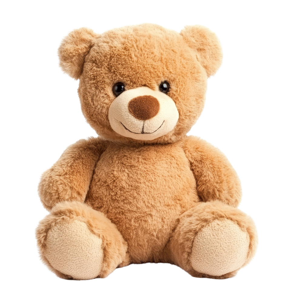 Cute teddy bear sitting on a transparent background, perfect for childrens playtime or as a cozy home decoration, Teddy bear isolated on transparent background png