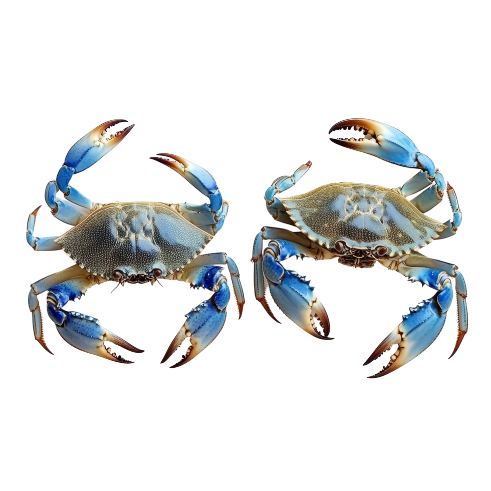 Blue swimming crabs displayed on a transparent background for educational and culinary purposes, Blue Swimming Crabs on transparent background png