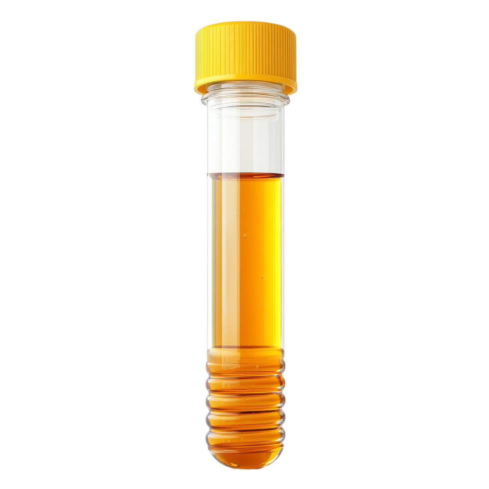 Pure honey in a clear plastic tube with a yellow cap isolated on a transparent background, honey in plastic tube isolated on transparent background png