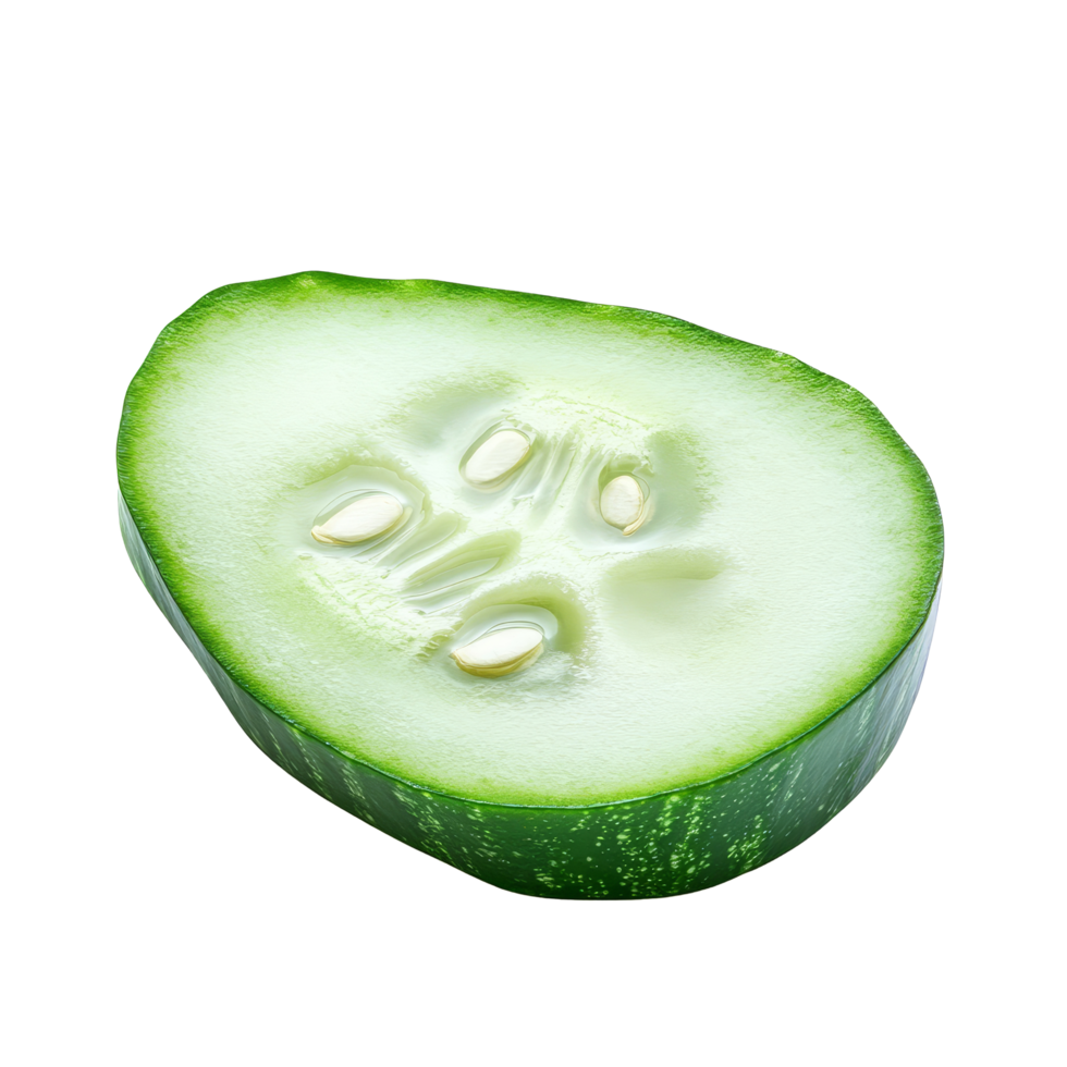 Fresh cucumber slice isolated on a transparent background showcasing its vibrant color and unique texture, Fresh slice cucumber isolated on transparent background png