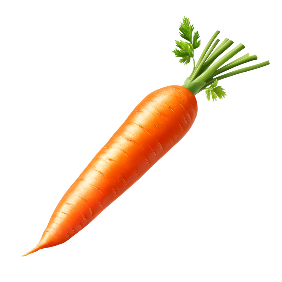 Freshly harvested orange carrot isolated on a transparent background showcasing its vibrant color and green tops, Carrot isolated on trransparent png