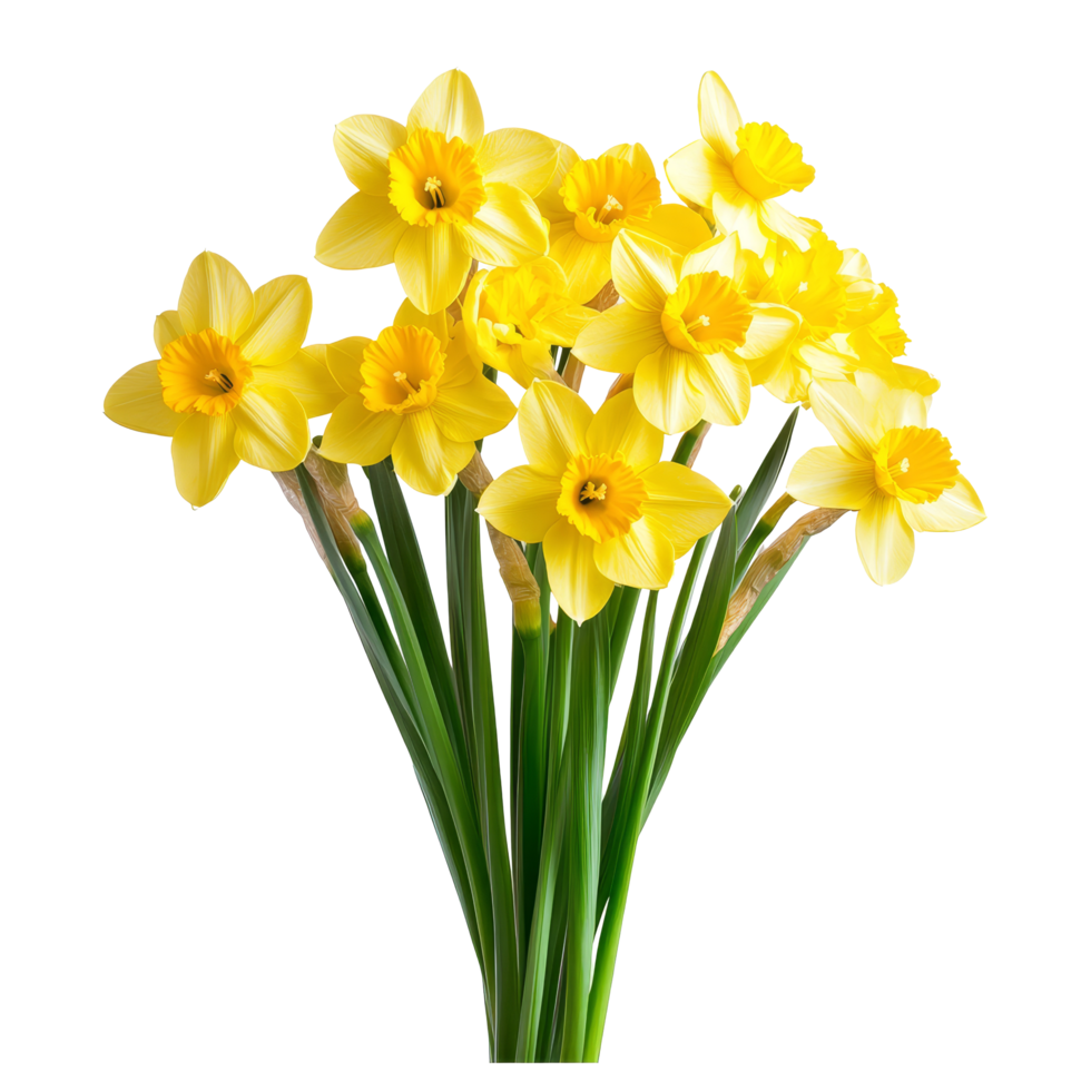 Bright daffodil flowers bouquet with transparent accents, perfect for spring celebrations and floral arrangements, dafodil Flowers Floral Bouquets flowers with transparent background png