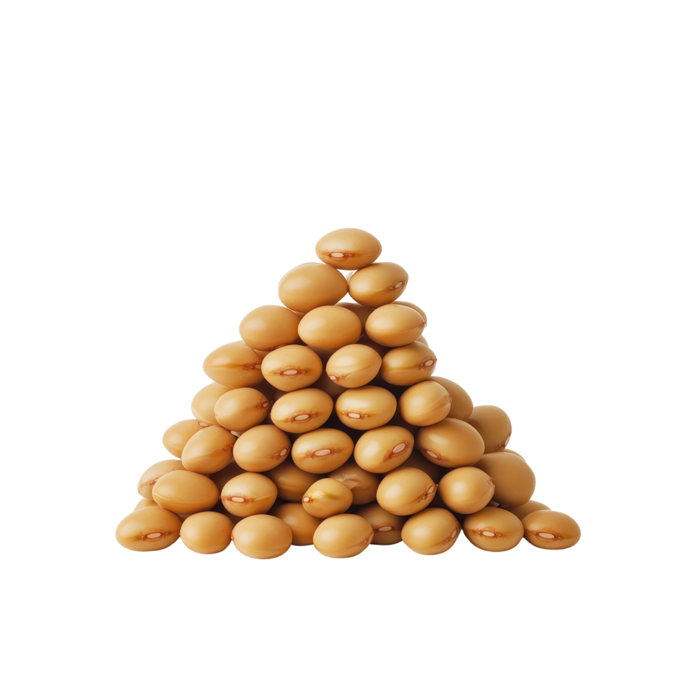 Stacked soybeans create a pyramid shape on a neutral background, highlighting their natural form and color, Stacked soybeans isolated png