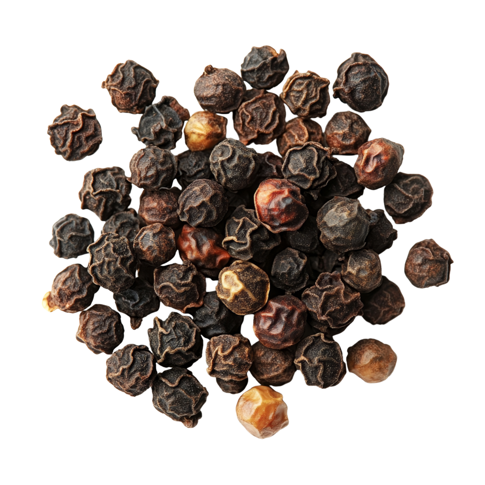 Fresh organic cubeb pepper scattered on a transparent background, showcasing its unique texture, Fresh organic delicious cubeb pepper isolated on transparent background. Cubeb peppercorns transparent png