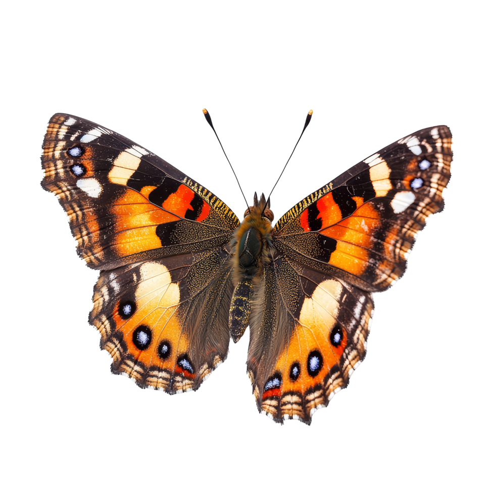 Vanessa atalanta butterfly perched on a clean transparent background showcasing its vibrant colors and intricate patterns, Vanessa atalanta butterfly, isolated on transparent background png