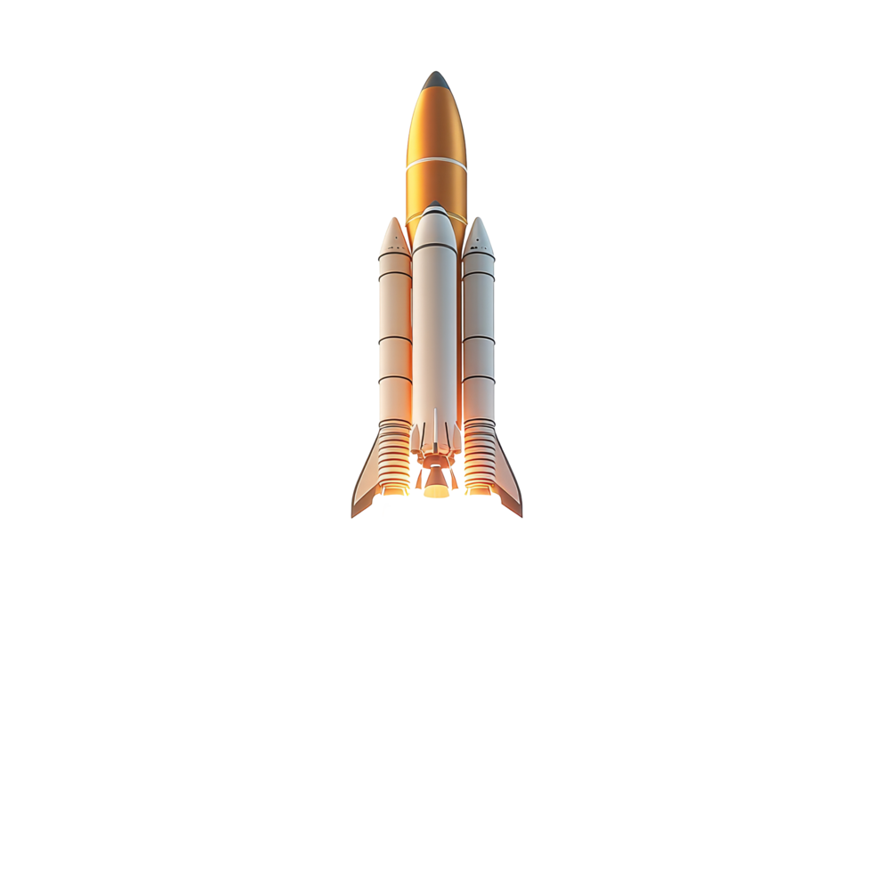 A space rocket launches powerfully against a transparent background, showcasing its impressive ascent into the sky, space rocket launch on transparent background png