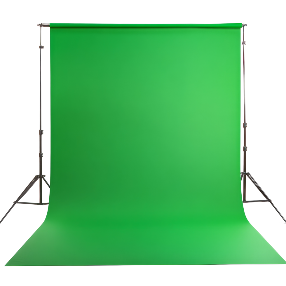 Bright green screen backdrop for creative projects and digital content production on a transparent background, Green screen isolated on transparent background png