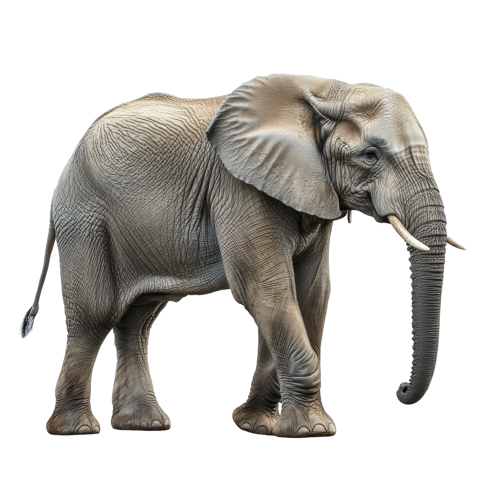 This incredible elephant is captured in a side view, revealing its impressive size and distinct features, Elephant side view transparent background png
