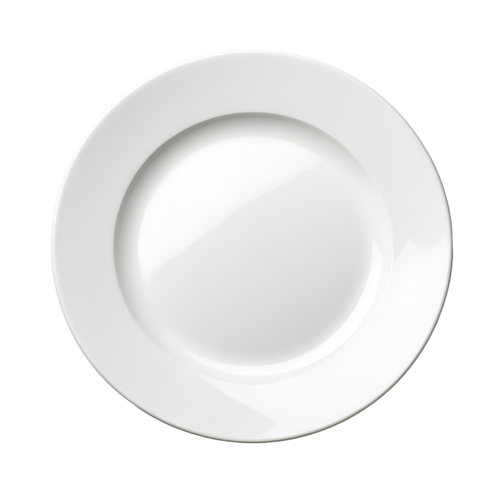 A clean, empty transparent ceramic plate positioned on a bright transparent background for minimalistic culinary presentations, Empty ceramic transparent plate isolated on transparent background png