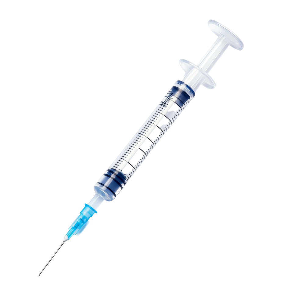Empty syringe for injection resting on a clean transparent background ready for medical procedures or demonstrations, empty syringe for injection on transparent background png