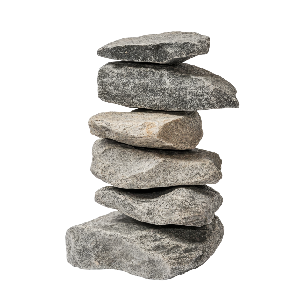 Delicate stone stack art demonstrating balance and tranquility on a plain transparent background, Stone stack on a transparent background png