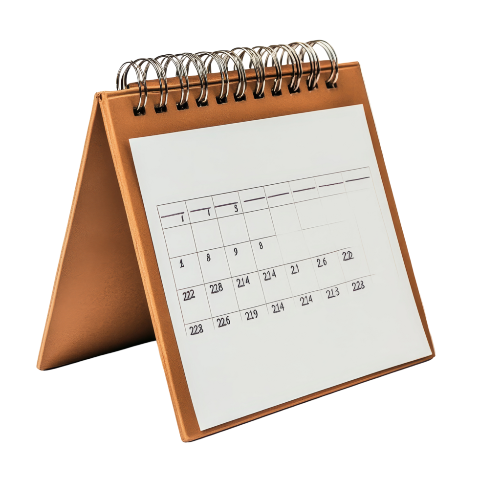 A simple table calendar placed on a transparent background showing dates for planning and organization, table calendar 2025 may isolated on transparent background png