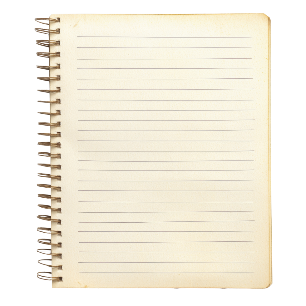 A flat view of a blank striped notebook paper on a transparent background, perfect for jotting down ideas or notes, striped notebook paper on transparent backgroundflle png