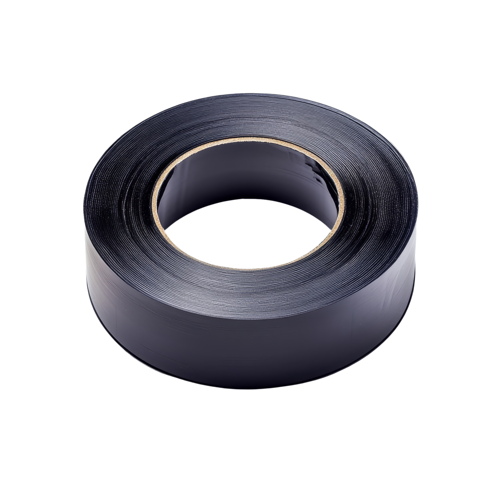 A roll of black tape sticker on a clean transparent background ready for various applications and projects, tape sticker on transparent backgroundfile png
