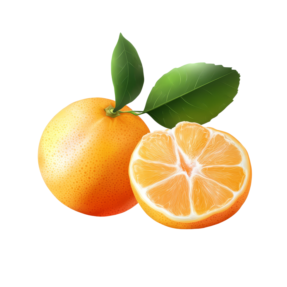 Fresh mandarin fruit isolated on a transparent background showcasing its vibrant color and juicy interior, Mandarin fruit transparent isolated on trransparent png