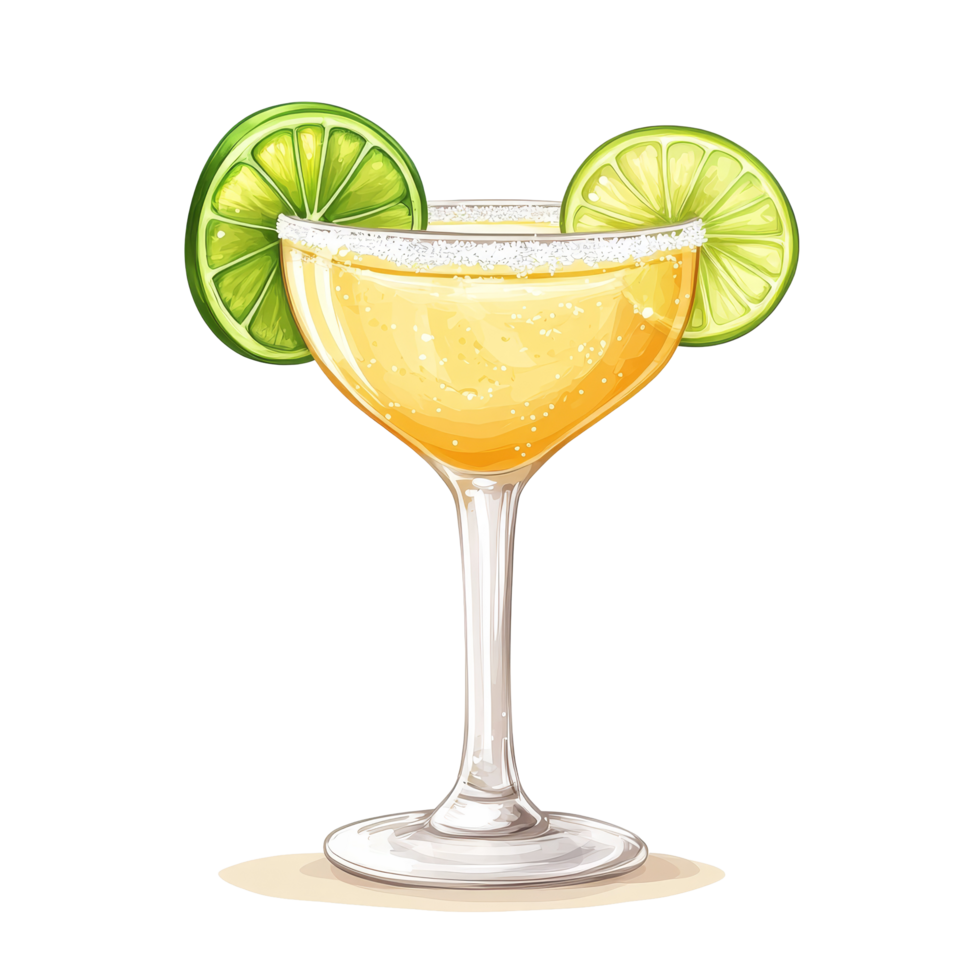 Refreshing margarita cocktail with tequila and lime served on a transparent background, margarita cocktail tequila isolated on transparent background png