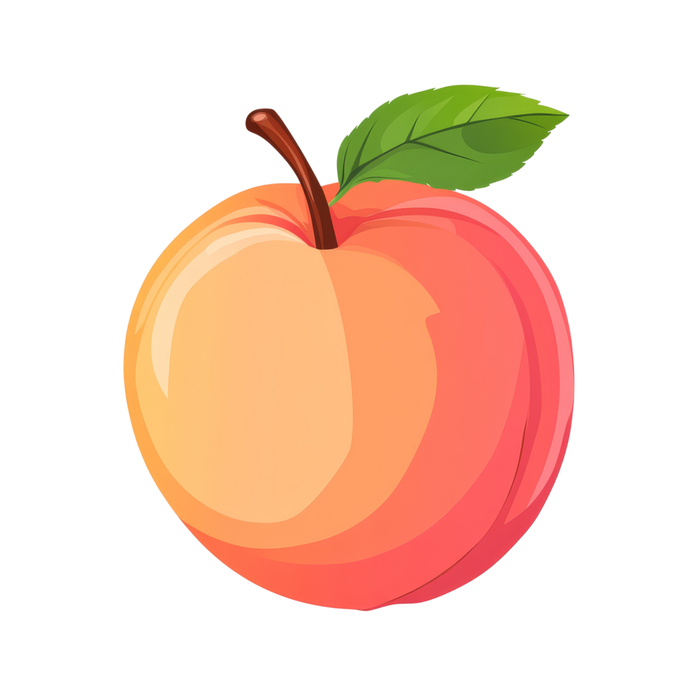 Isolated flat peach fruit with a green leaf on a clean transparent background, Flat peach fruit isolated on transparent background png