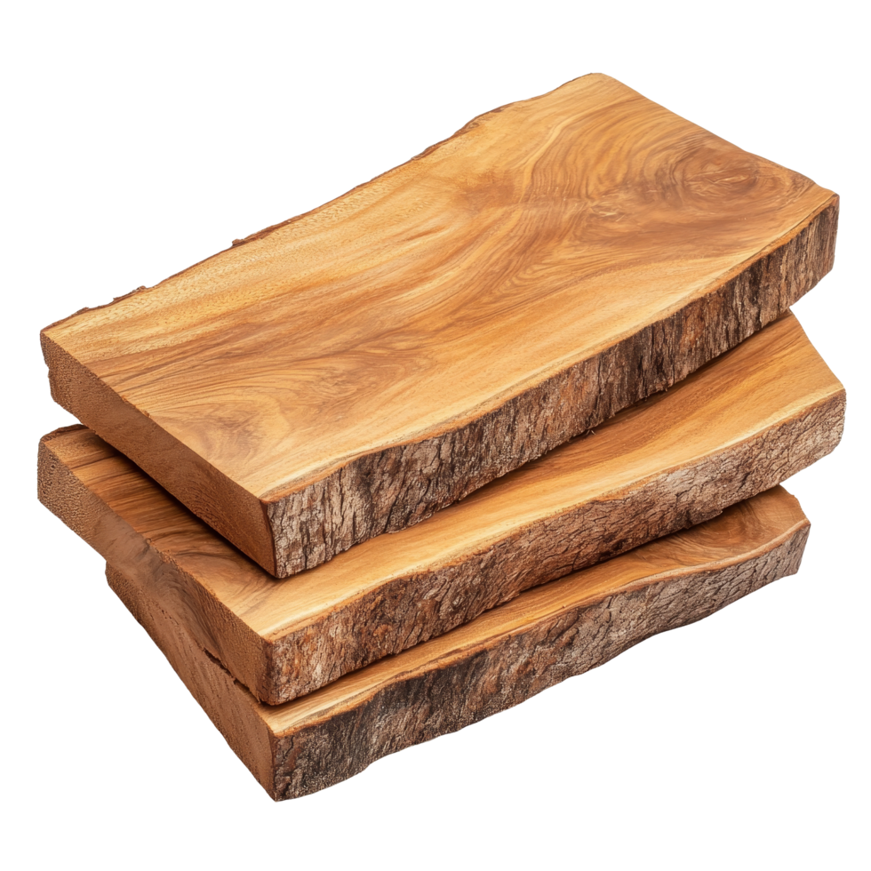 Sliced wooden blanks stacked on a transparent background, showcasing natural grain patterns and shapes for crafting, sliced wooden blank isolated on transparent background png