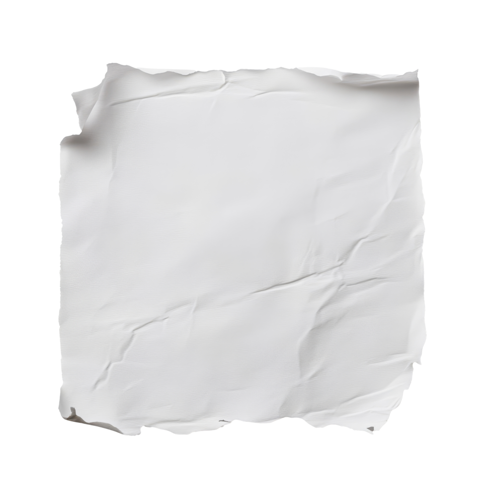Blank transparent paper note on a plain transparent surface for easy writing and drawing purposes, blank transparent sheet of paper note on transparent backgroundfile png