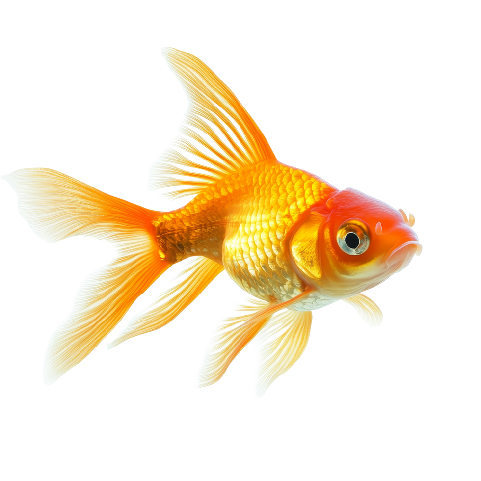Stunning goldfish swimming gracefully across a pristine transparent background, showcasing its vibrant colors and elegant fins, gold fish isolated on transparent background png
