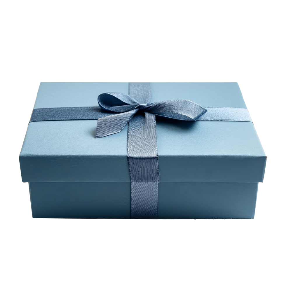 Elegant blue gift box with ribbon isolated against a bright background, Blue open gift box isolated png