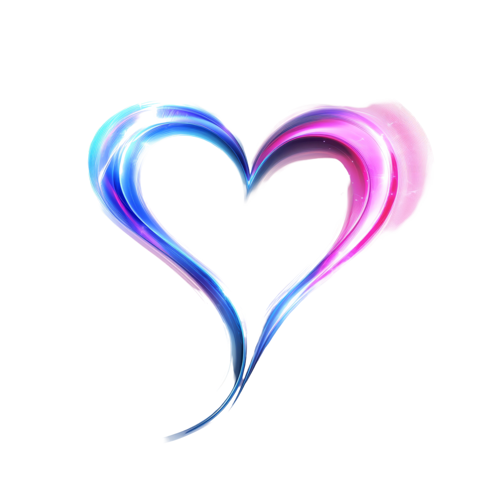 Glowing love symbol with vibrant colors on a clean transparent background for decorative and creative design purposes, Glowing Love Symbol on transparent background for Design Use png