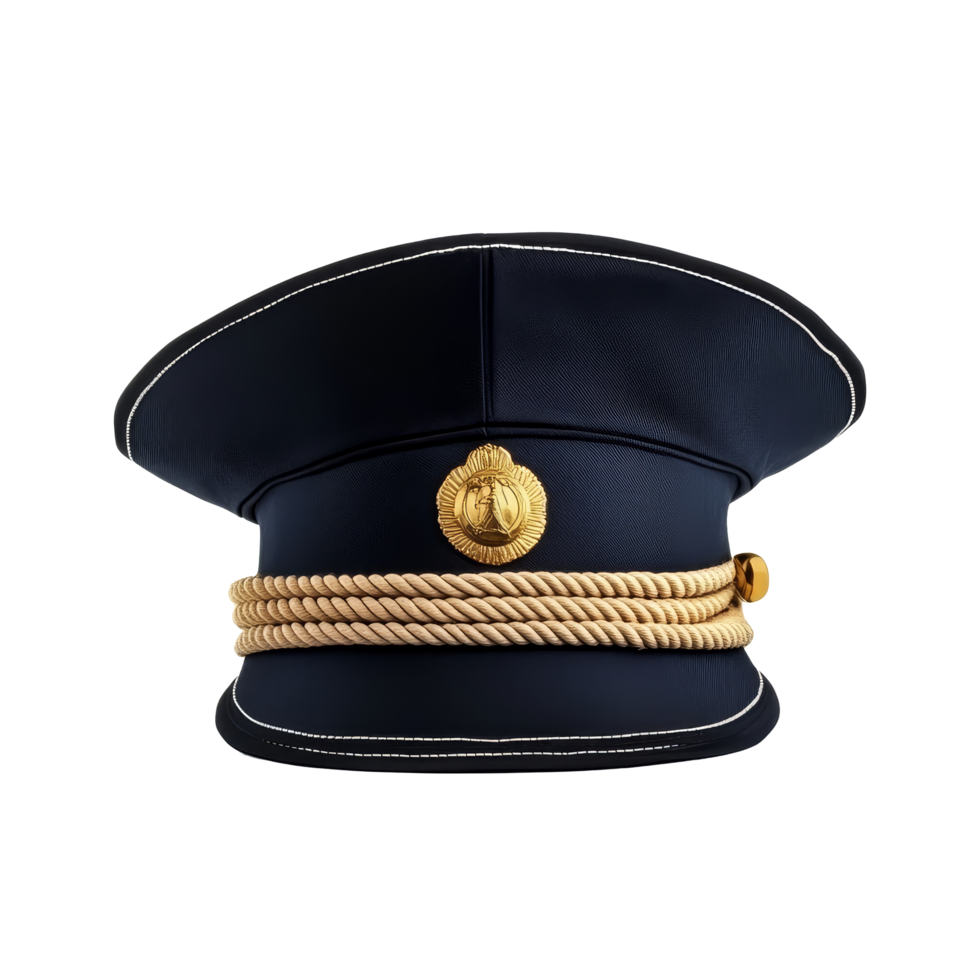 Captain hat isolated on a transparent background showcasing its unique design and detailed embellishments, Captain Hat Isolated on transparent background png