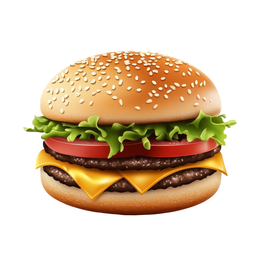 köstlich Burger Symbol mit Sesam Samen Brötchen, Käse, Kopfsalat ...