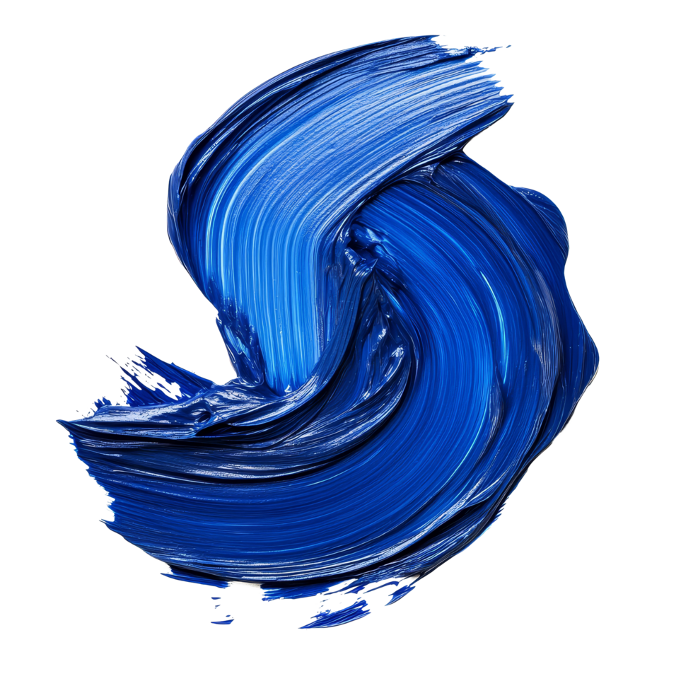 Unique twisted blue paint brush stroke creating dynamic texture against a transparent background, twisted blue paint brush stroke isolated on transparent background png