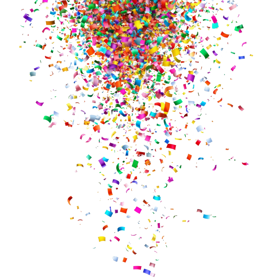Colorful confetti bursts joyfully in a vibrant display, perfect for celebrations and festive occasions throughout the year, Colorful confetti bursting isolated Stock Illustration png