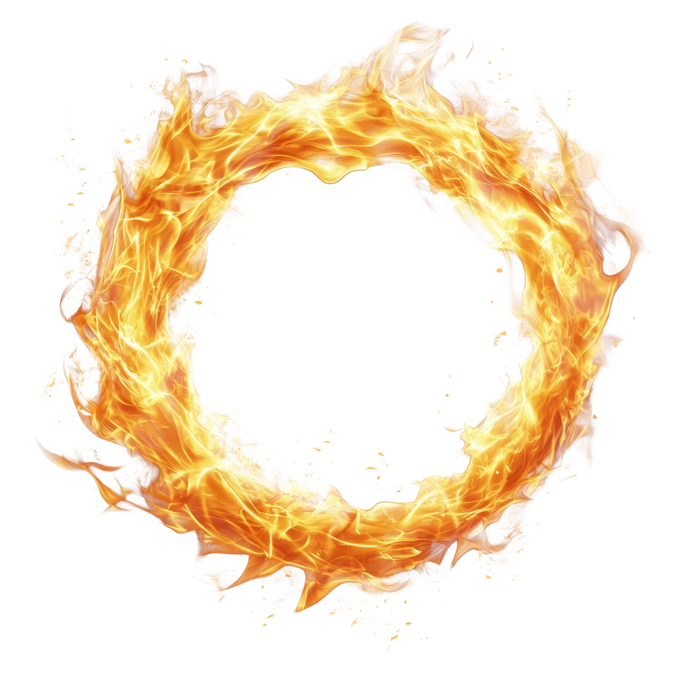 Realistic two round fire flames on a clean transparent background creating a striking visual effect, Realistic tworound fire flame transparent background. Round fire flame transparent background png