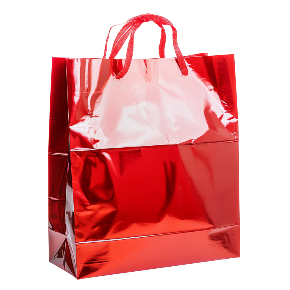 Red shopping bag isolated on a transparent background perfect for retail or personal use during any shopping occasion, Red shopping bag isolated on transparent background png