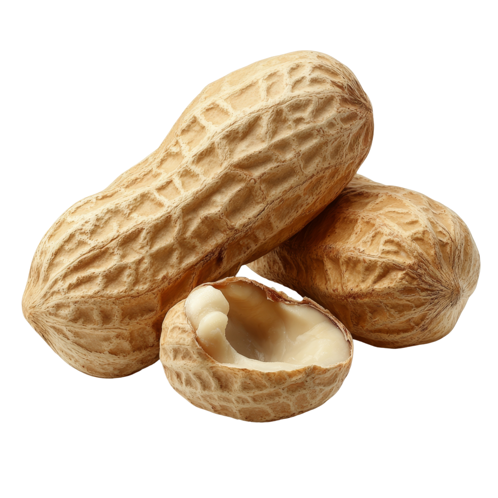 Isolated peanut with shell and nut placed together on a clean transparent background, Peanut isolated png