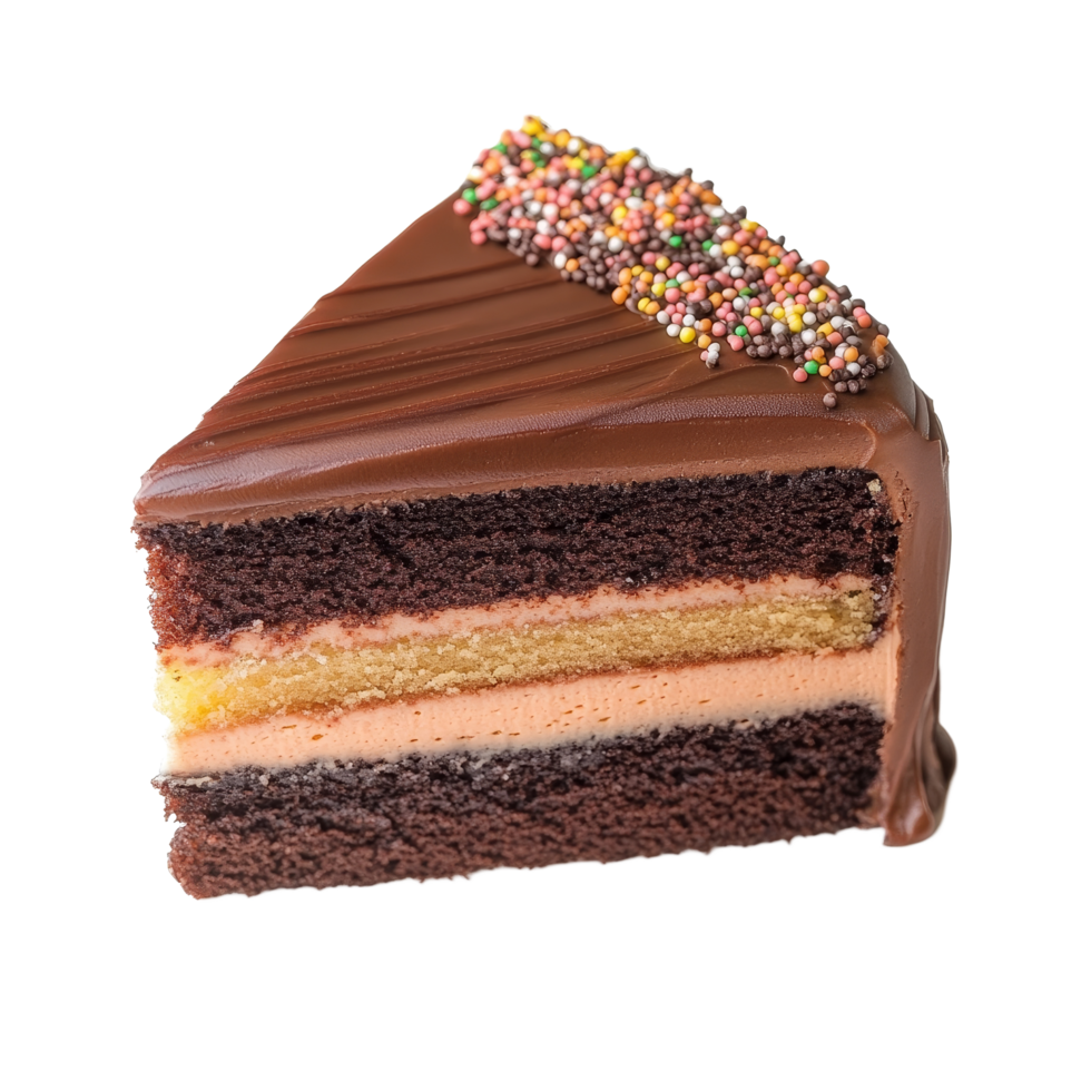 Delicious Smith Island cake slice with chocolate and frosting on a transparent background, smith island cake slice isolated on transparent background png