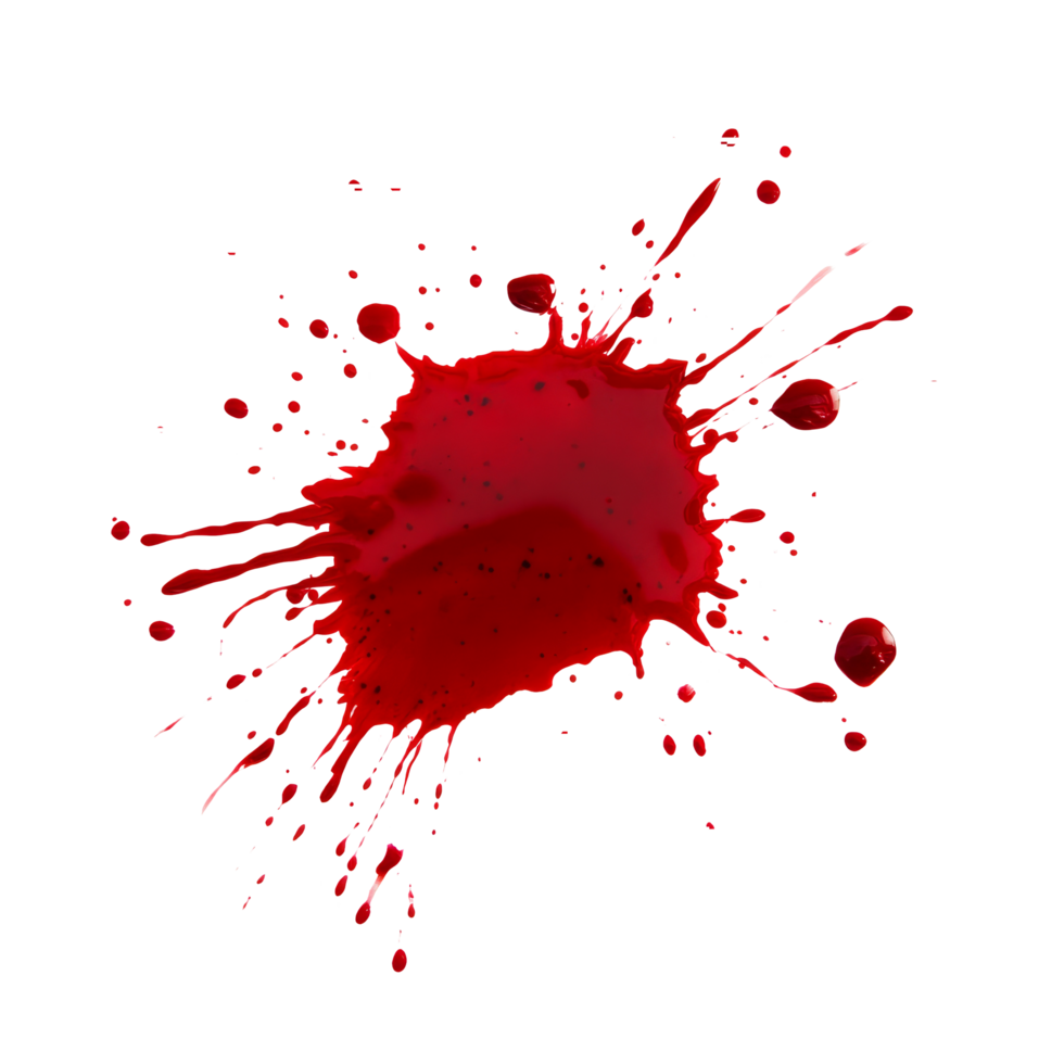 Blood stain splattered on a transparent surface with a touch of transparent color in the background, Blood Stain on transparent background png