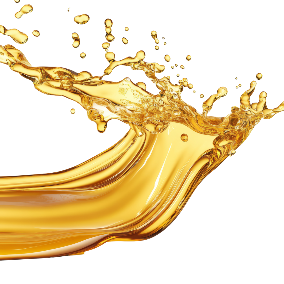 Oil splashing dramatically isolated against a clean transparent background showcasing fluid motion and vibrant color, oil splashing isolated 3d png