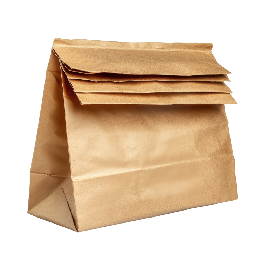 Isolated brown paper bag showcasing its simple and practical design for various uses in everyday life, Brown paper bag isolated Stock Photo png